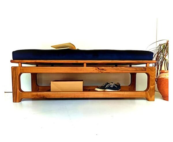 Solid Walnut Upholstery Bench With Shoe Storage/ Seating/ Handmade/ Custom made - Image 12