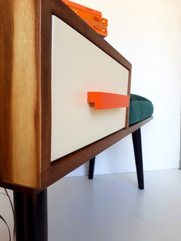 Retro Upholstered bench/ Gossip Table/ Mid Century Modern/ Custom Made/ Handmade - Image 7