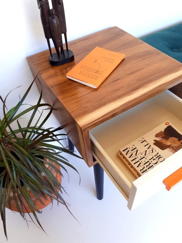 Retro Upholstered bench/ Gossip Table/ Mid Century Modern/ Custom Made/ Handmade - Image 6
