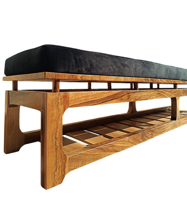 Solid Walnut Upholstery Bench With Shoe Storage/ Seating/ Handmade/ Custom made