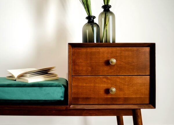 White Mid Century Upholstery Bench/ Seating/ Handmade/ Custom made - Image 10