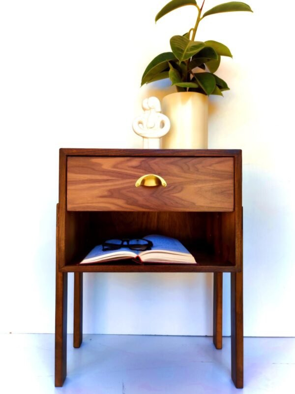 Retro Walnut Nightstand/ Mid Century Bedside Table/ Custom made/ Handmade/ Custom Made
