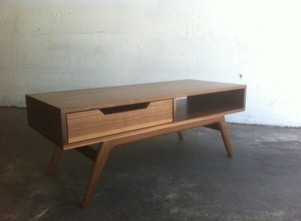 Mid Century Solid Walnut Coffee Table With Drawer And Open Space/ Sofa Table/ Custom Made/ Handmade - Image 4