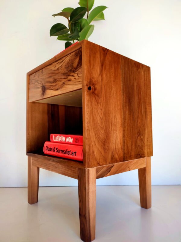 Solid Walnut Mid Century Modern Nightstand/Walnut Bedside Table/ Custom Made/ Handmade