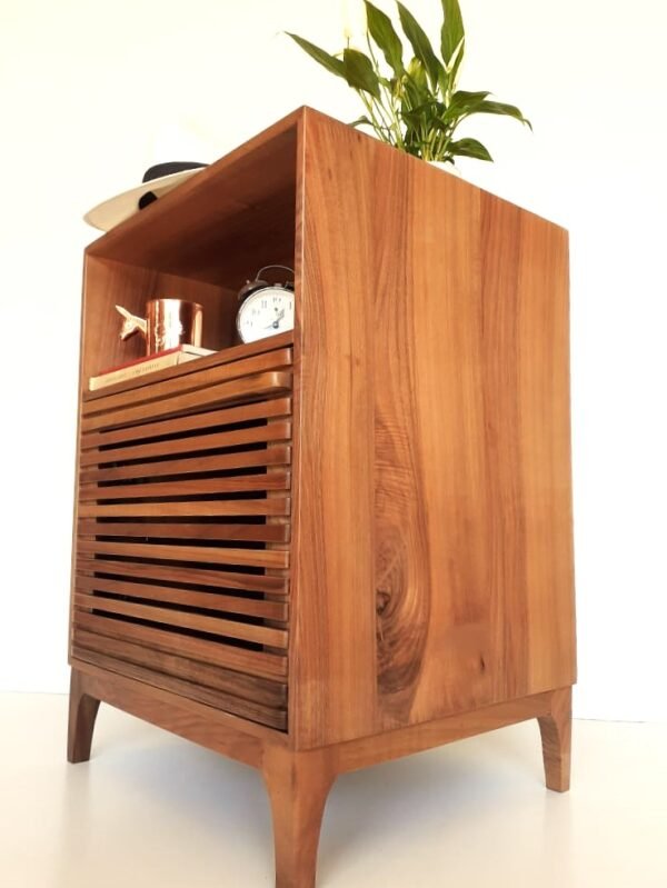 Shutter Design Solid Walnut Bedside Table/ Nightstand/ Custom Made - Image 3