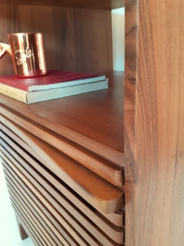 Shutter Design Solid Walnut Bedside Table/ Nightstand/ Custom Made - Image 5