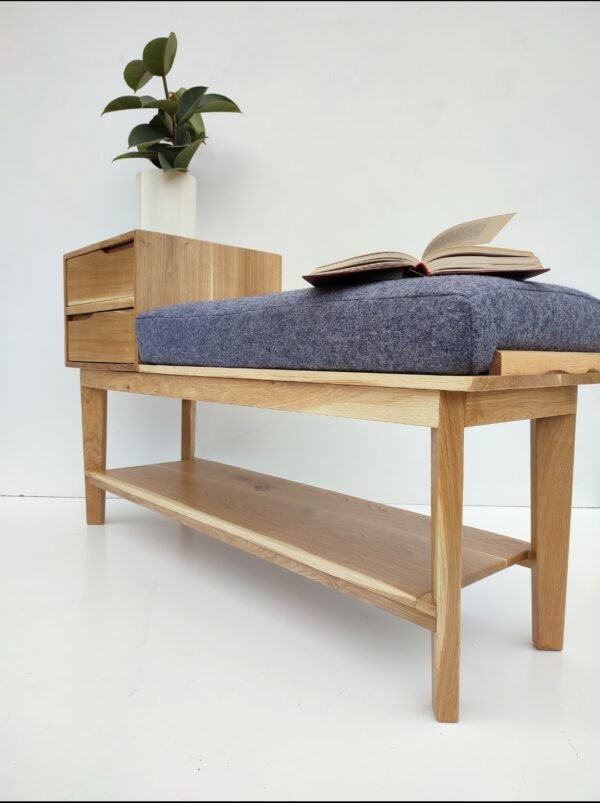 Solid Walnut Upholstery Bench with Shoe Storage/ Mid Century/ Solid Wood/ Seating/ Handmade/ Custom made - Image 11