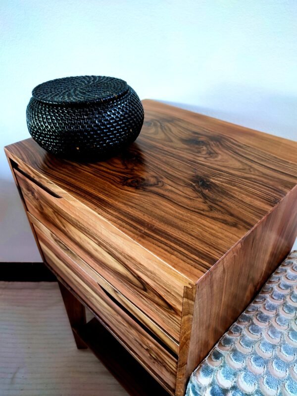 Solid Walnut Upholstery Bench with Shoe Storage/ Mid Century/ Solid Wood/ Seating/ Handmade/ Custom made - Image 5
