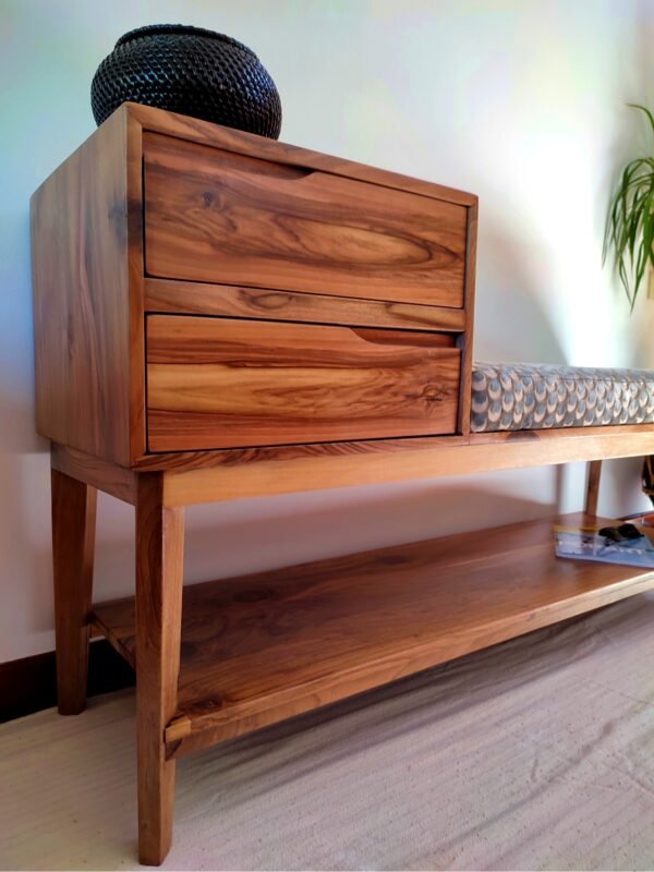 Solid Walnut Upholstery Bench with Shoe Storage/ Mid Century/ Solid Wood/ Seating/ Handmade/ Custom made - Image 10