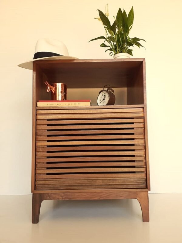 Shutter Design Solid Walnut Bedside Table/ Nightstand/ Custom Made - Image 8