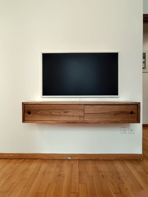 Solid Walnut Floating TV Unit/ Wall Unit/ Mounted console/  Living Room Console/ Mid Century Cabinet/ Custom Made / Handmade