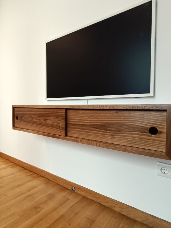 Solid Walnut Floating TV Unit/ Wall Unit/ Mounted console/  Living Room Console/ Mid Century Cabinet/ Custom Made / Handmade - Image 3