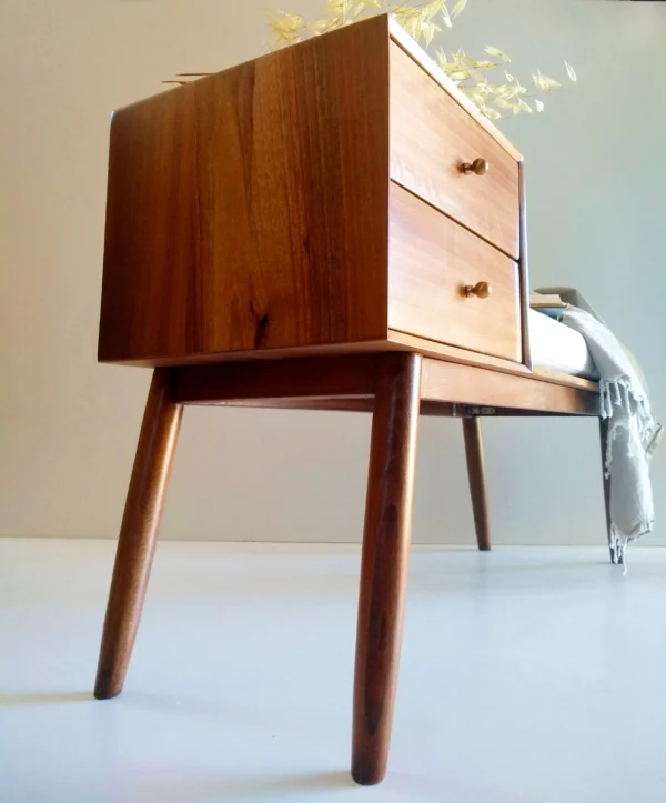 Solid Walnut Gossip Table With Drawers/  Mid Century Upholstery Bench/ Seating/ Handmade/ Custom made - Image 3