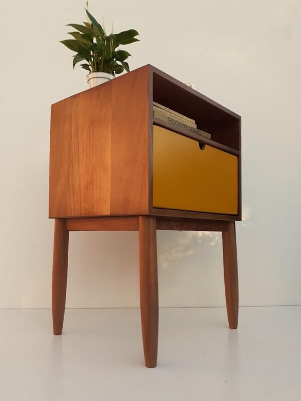 Solid Walnut Nightstand With Drawer And Open Space/ Mid Century Bedside Table/ Custom made/ Handmade/ Custom Made - Image 2