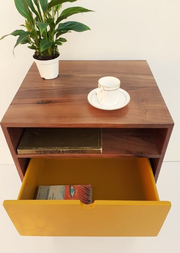 Solid Walnut Nightstand With Drawer And Open Space/ Mid Century Bedside Table/ Custom made/ Handmade/ Custom Made - Image 3