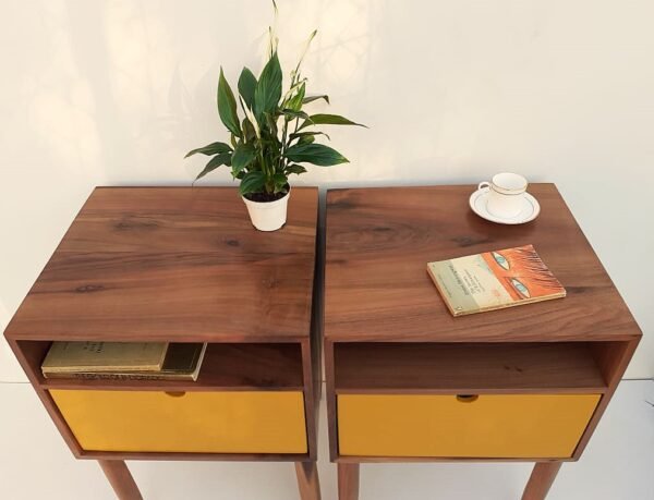 Solid Walnut Nightstand With Drawer And Open Space/ Mid Century Bedside Table/ Custom made/ Handmade/ Custom Made - Image 9