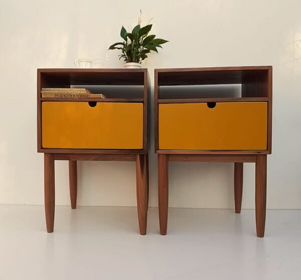Solid Walnut Nightstand With Drawer And Open Space/ Mid Century Bedside Table/ Custom made/ Handmade/ Custom Made - Image 7