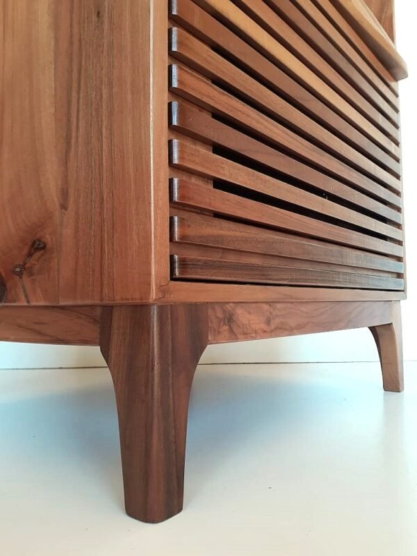 Shutter Design Solid Walnut Bedside Table/ Nightstand/ Custom Made - Image 4