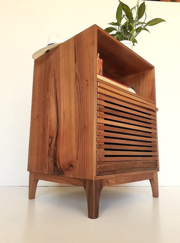 Shutter Design Solid Walnut Bedside Table/ Nightstand/ Custom Made